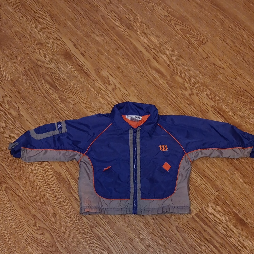 Wilson Boys Size 18 Medium Vintage Windbreaker Orange Blue Zip Up